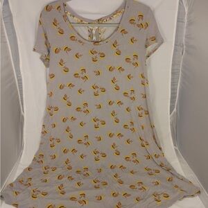 Gray Dress with Yellow Floral Pattern